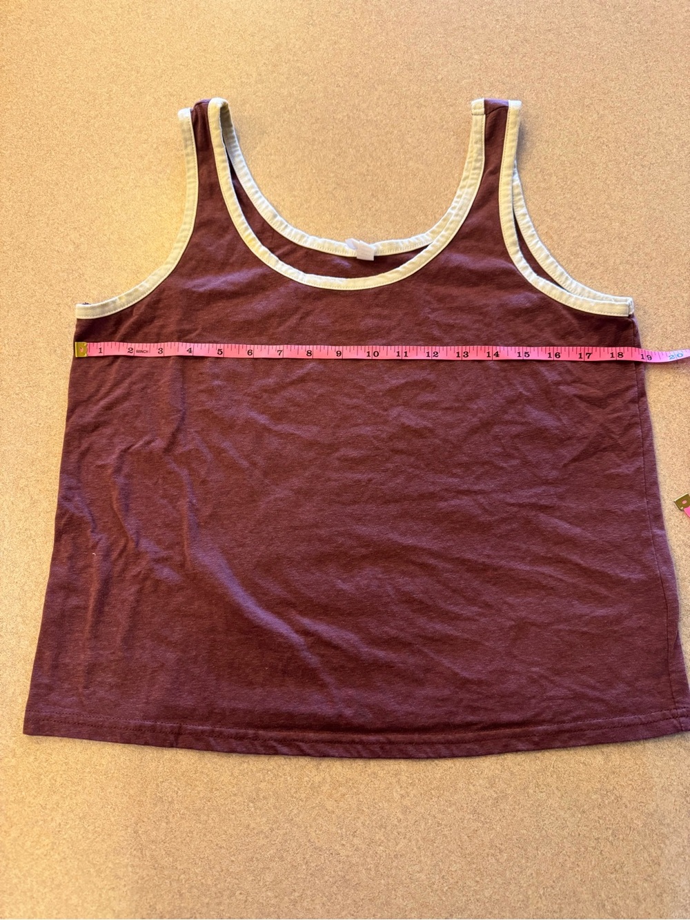 Threads 4 Thought Burgundy Tank Top with Cream Trim